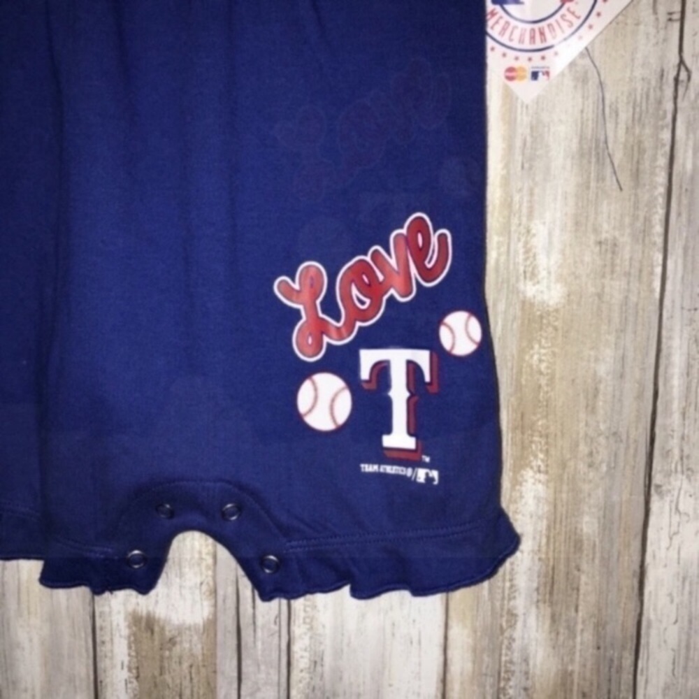 Texas Rangers Baby Girl Onesie NWT 0-3M Blue MLB Baseball Outfit - Picture 2 of 6